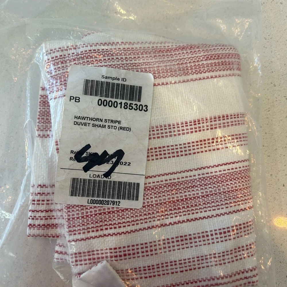 Pottery Barn Hawthorne Striped Pillow Sham Red White Standard